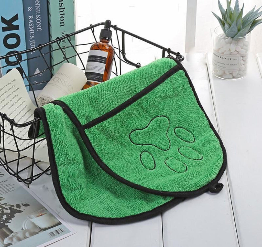 2-Pack Dog Bath Towel Double Drop Pocket Design